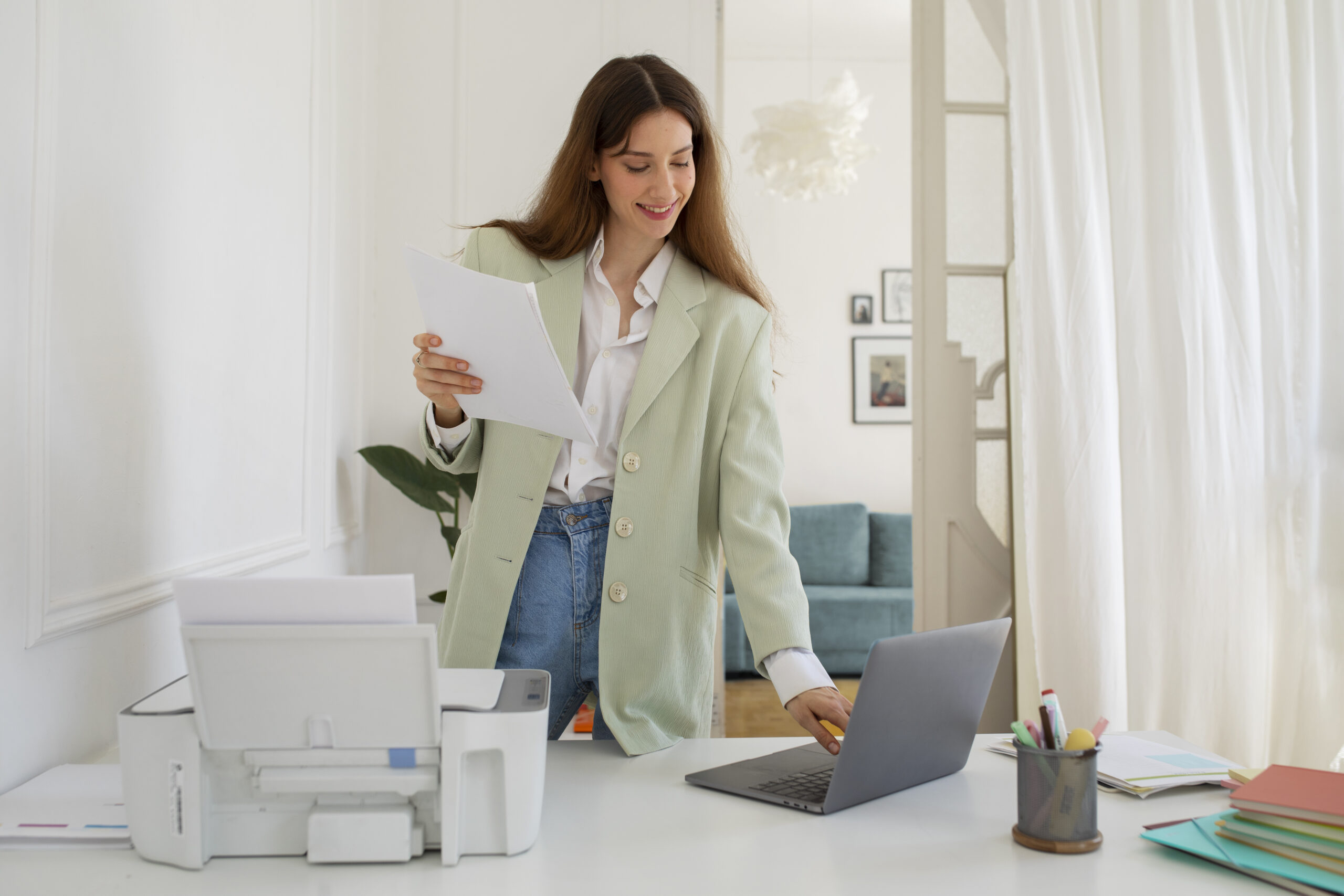 Person checking a final preview before printing